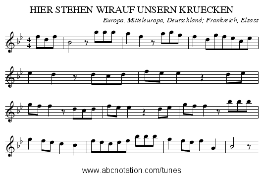 HIER STEHEN WIRAUF UNSERN KRUECKEN - staff notation