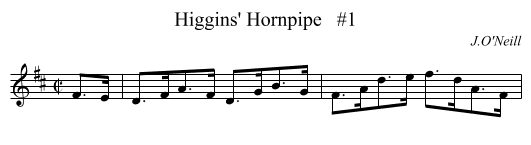 Higgins' Hornpipe   #1 - staff notation