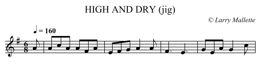 HIGH AND DRY (jig) - staff notation