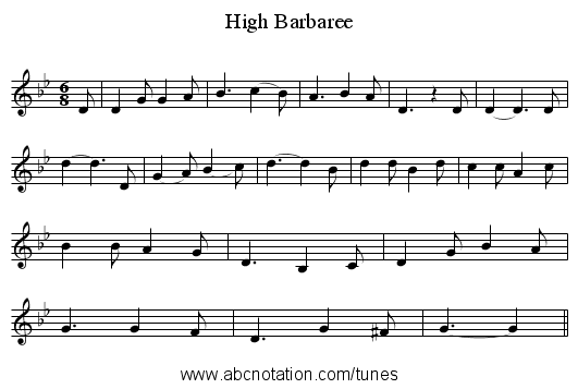 High Barbaree - staff notation
