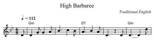 High Barbaree - staff notation