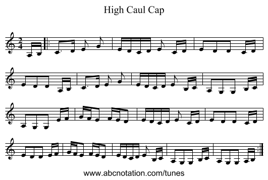 High Caul Cap - staff notation