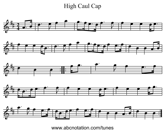 High Caul Cap - staff notation
