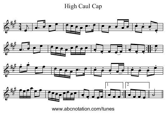 High Caul Cap - staff notation