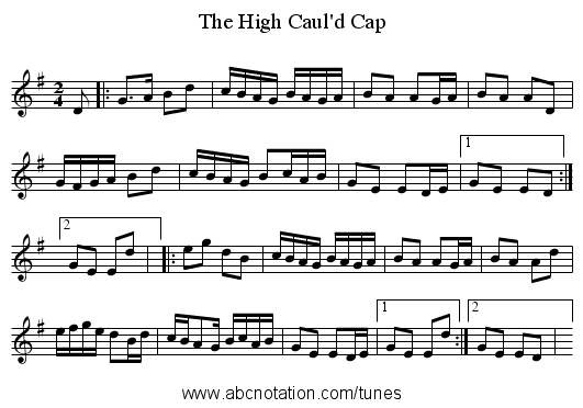 High Caul'd Cap, The - staff notation