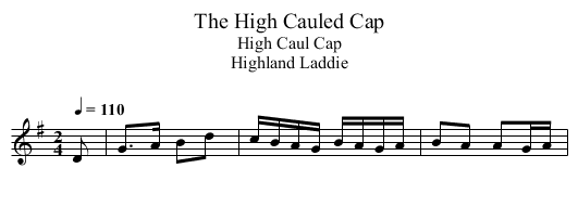 High Cauled Cap, The - staff notation