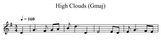 High Clouds (Gmaj) - staff notation