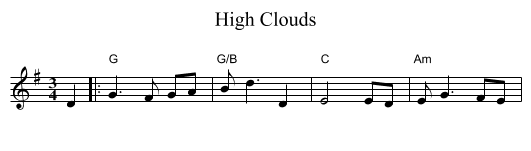 High Clouds - staff notation