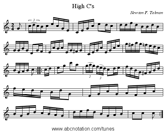 High C's - staff notation
