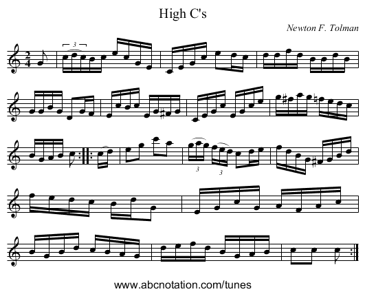 High C's - staff notation