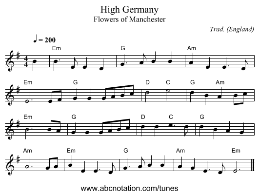 High Germany - staff notation