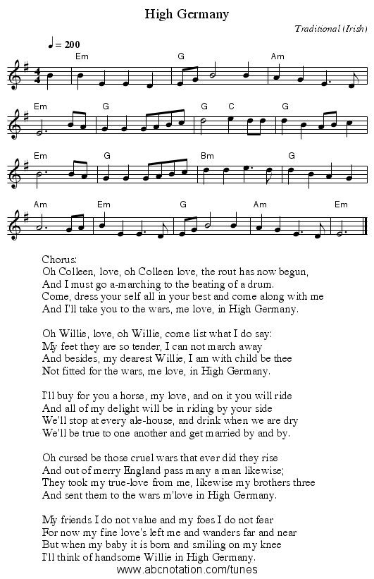 High Germany - staff notation