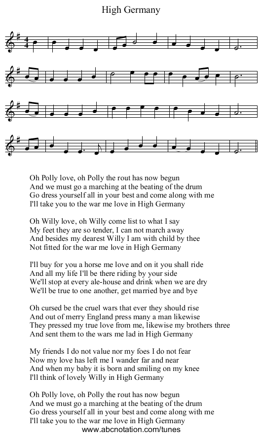 High Germany - staff notation