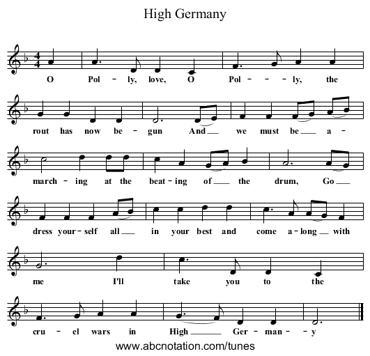 High Germany - staff notation