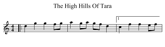 High Hills Of Tara, The  - staff notation
