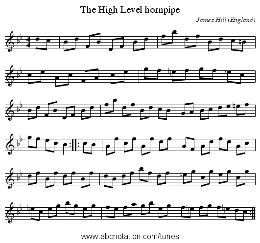 High Level hornpipe, The - staff notation