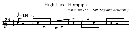 High Level Hornpipe - staff notation