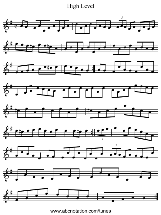 High Level - staff notation