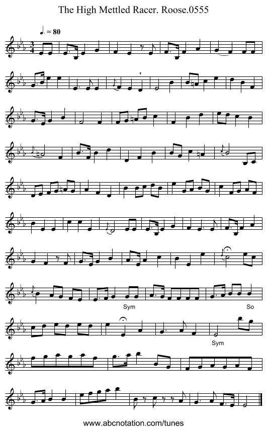 High Mettled Racer. Roose.0555, The - staff notation