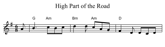 High Part of the Road - staff notation