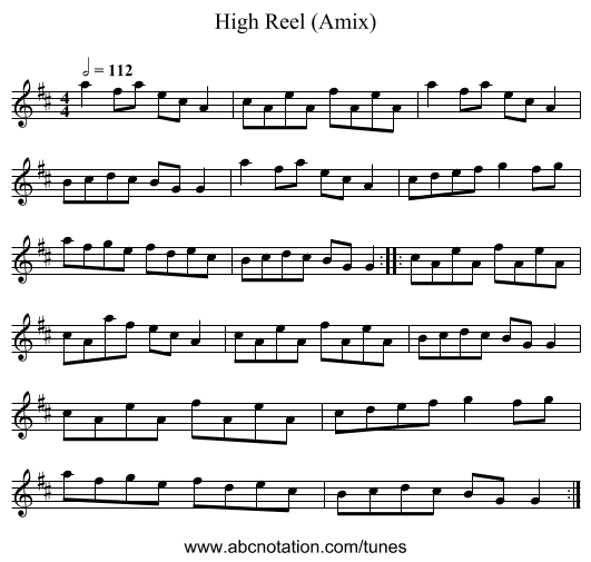 High Reel (Amix) - staff notation