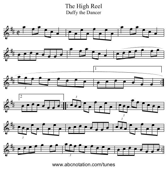 High Reel, The - staff notation