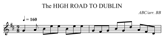 HIGH ROAD TO DUBLIN, The - staff notation