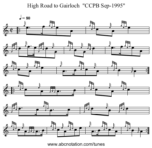 High Road to Gairloch  CCPB Sep-1995 - staff notation