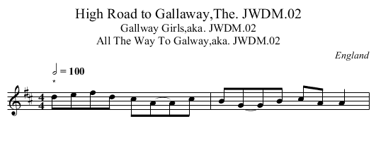 High Road to Gallaway,The. JWDM.02 - staff notation