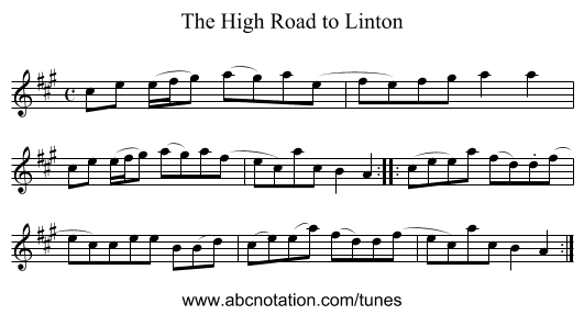 High Road to Linton, The - staff notation