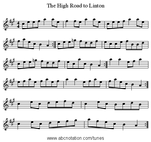 High Road to Linton, The - staff notation
