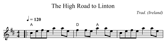 High Road to Linton, The - staff notation