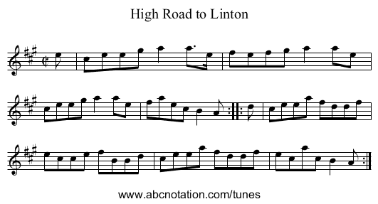 High Road to Linton - staff notation