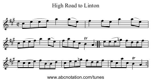 High Road to Linton - staff notation