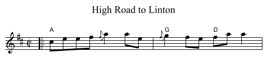High Road to Linton - staff notation