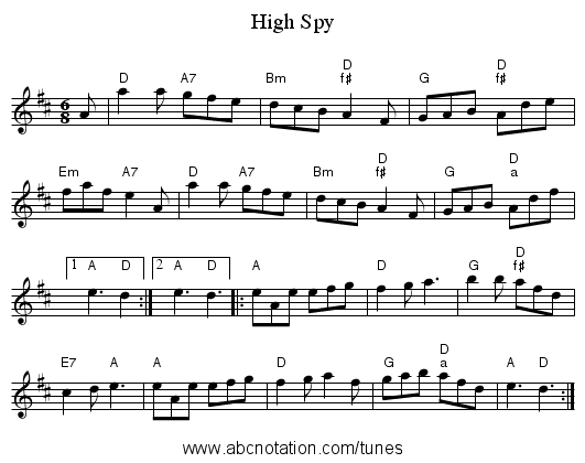 High Spy - staff notation
