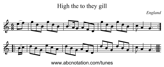 High the to they gill - staff notation
