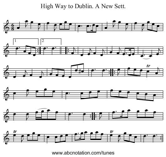 High Way to Dublin. A New Sett. - staff notation
