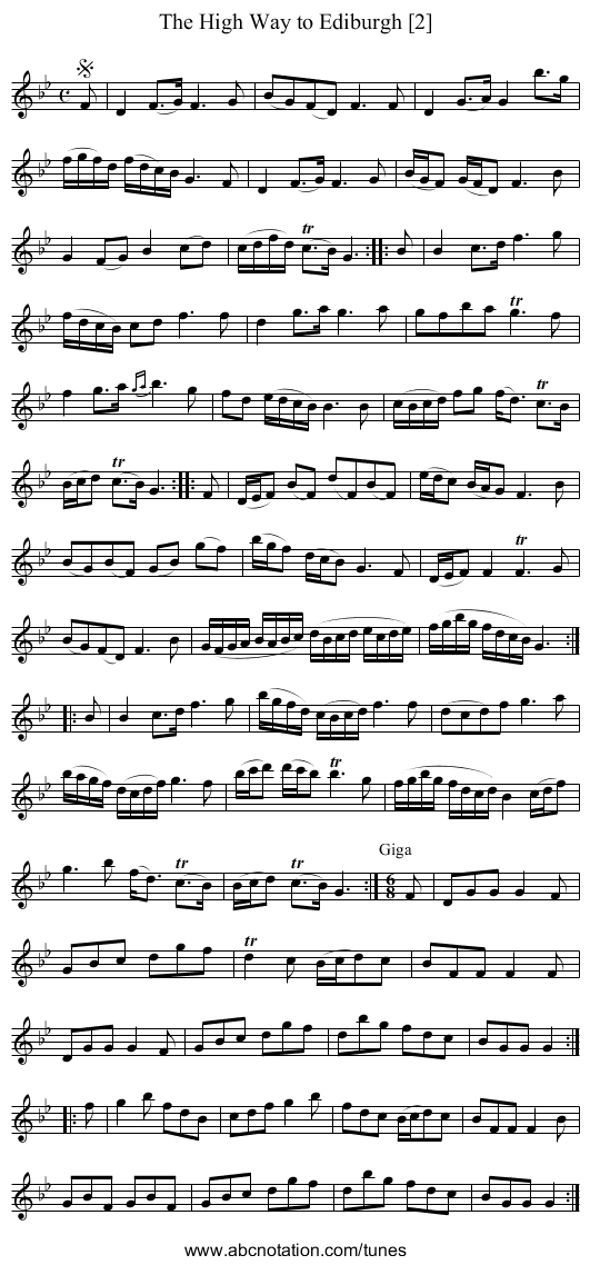 High Way to Ediburgh [2], The - staff notation