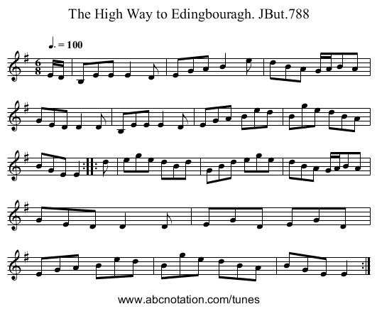 High Way to Edingbouragh. JBut.788, The - staff notation