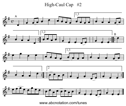 High-Caul Cap   #2 - staff notation