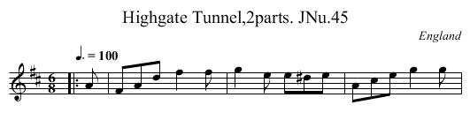 Highgate Tunnel,2parts. JNu.45 - staff notation