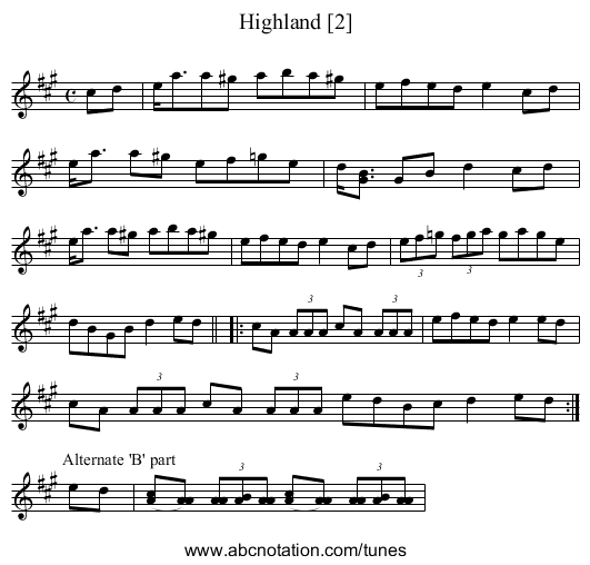 Highland [2] - staff notation