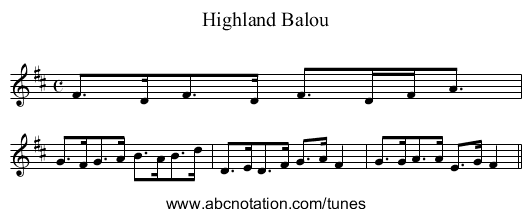Highland Balou - staff notation