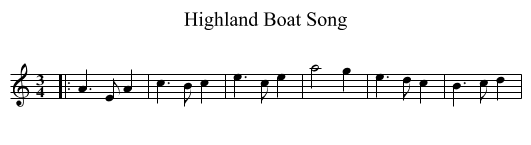 Highland Boat Song - staff notation