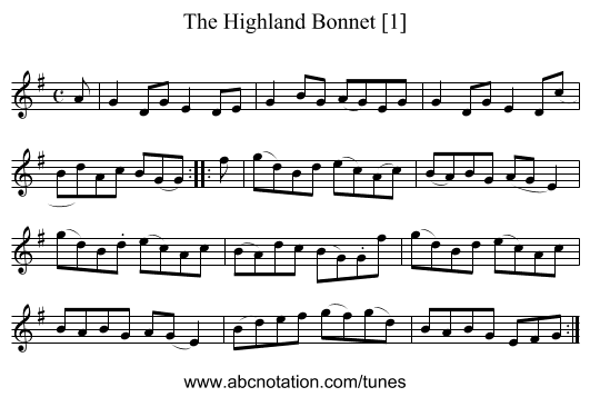 Highland Bonnet [1], The - staff notation