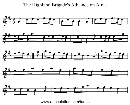 Highland Brigade's Advance on Alma, The - staff notation