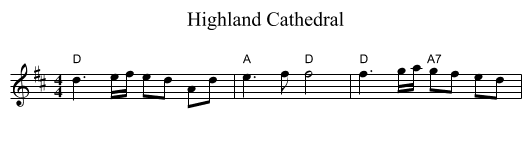 Highland Cathedral - staff notation