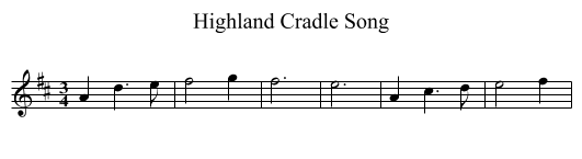 Highland Cradle Song - staff notation