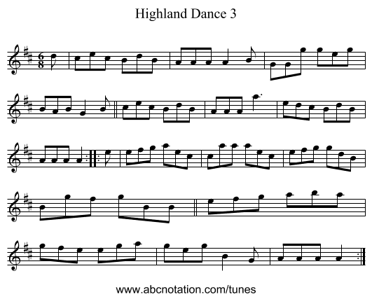 Highland Dance 3 - staff notation